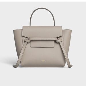 CELINE Nano Belt Bag Light Taupe Grey Beige Grained Calfskin EUC